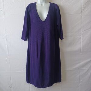 Lane Bryant dress blue 1/2 sleeve v neck texture knee length  22/24 professional